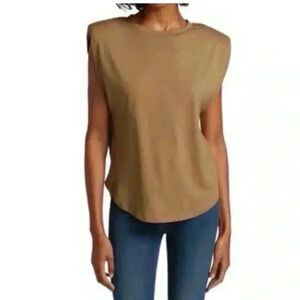 Good American Strong Shoulder Tee in Brown, Size 1 (small/medium)
